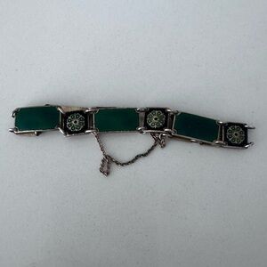 🇳🇴 Vintage David Andersen Norwegian Sterling Enamel Bracelet – Emerald Green